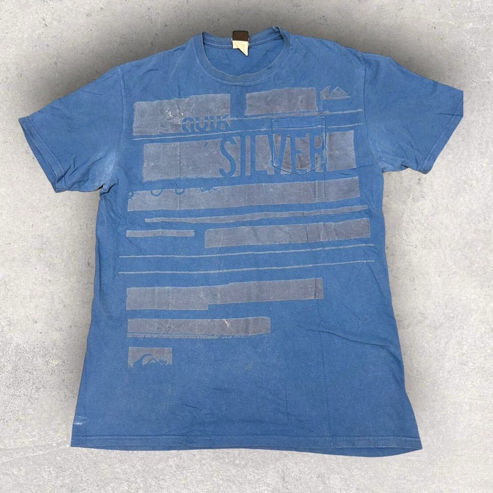 Vtg Quicksilver T Shirt Fits‎ Large Surf Skate Blue 90s Y2K Mens